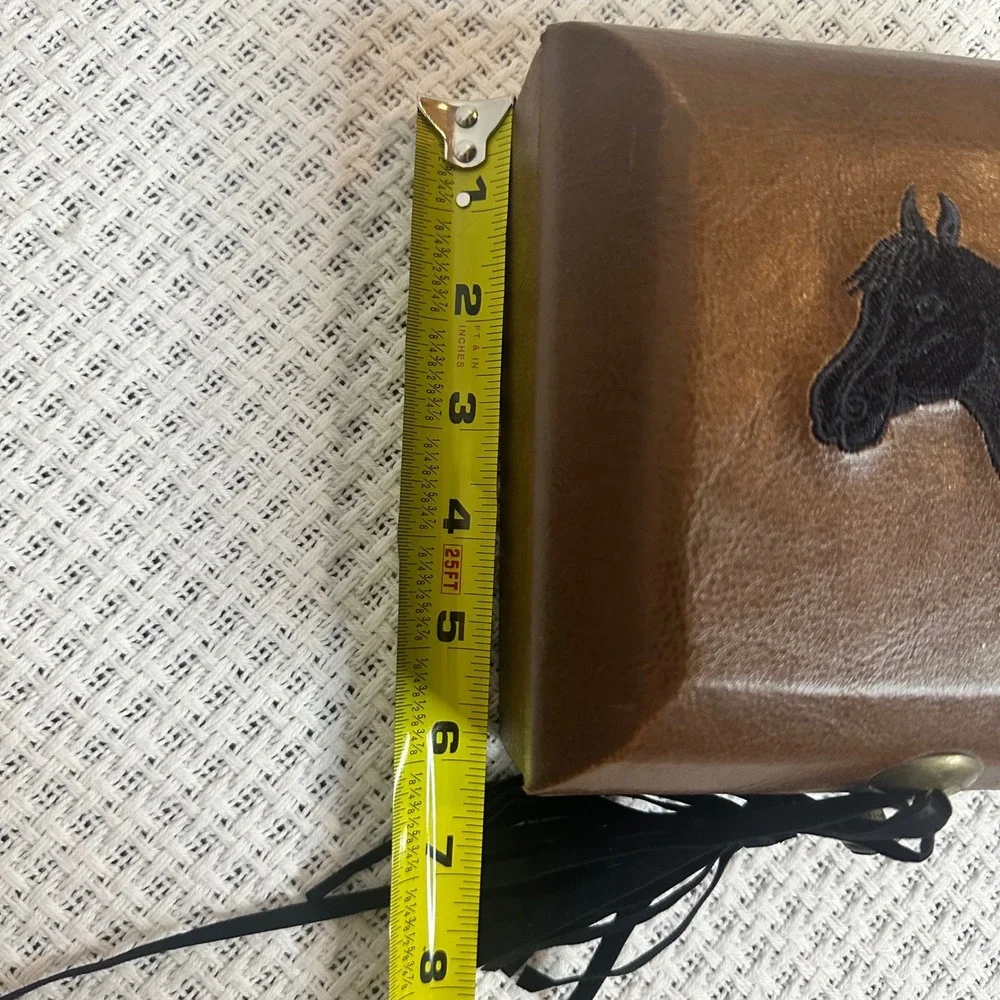 Equestrian Jewelry Box Brown Horse Tassel Dark Academia Velvet Western Cowgirl